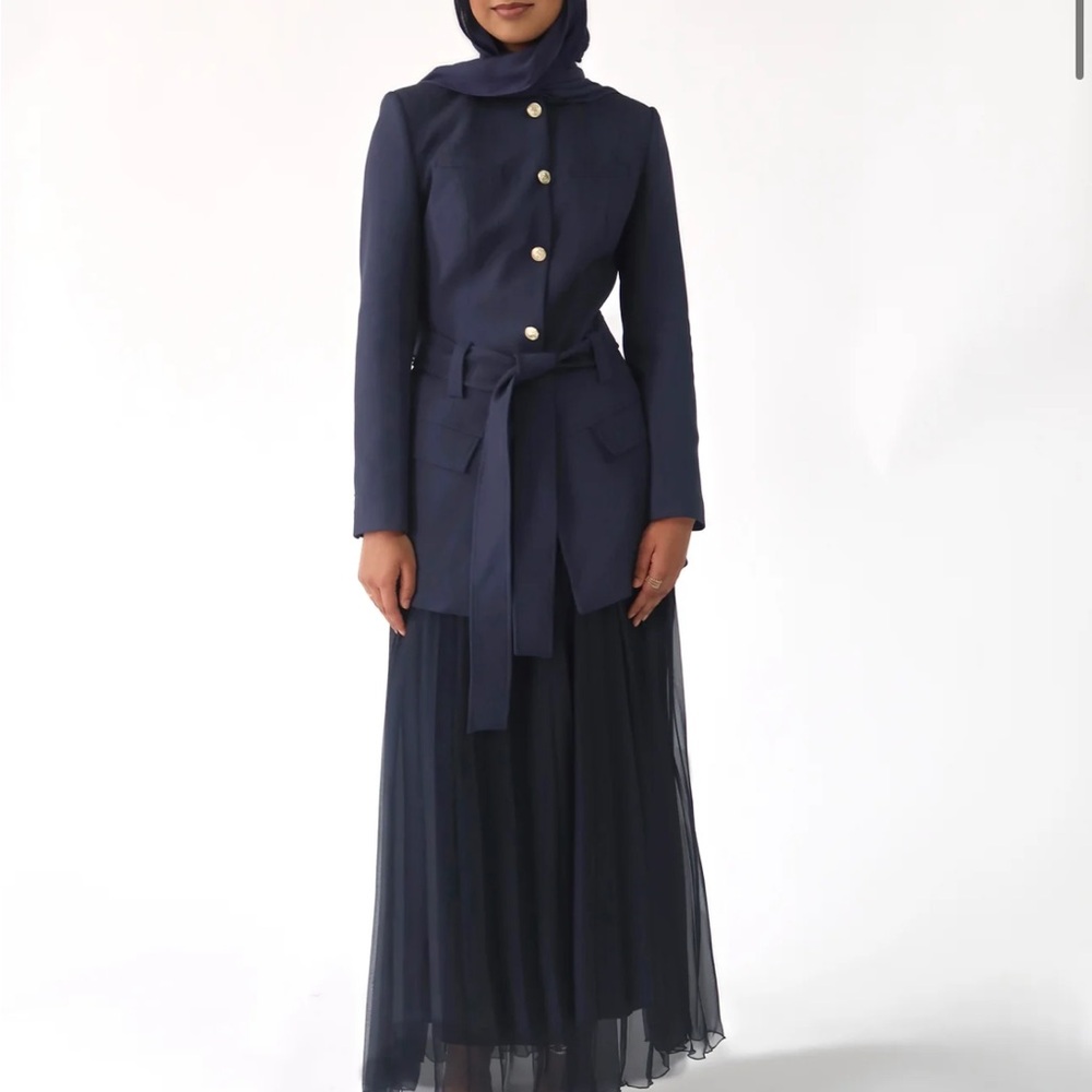 Summer Evenings Navy Pleated Chiffon Skirt